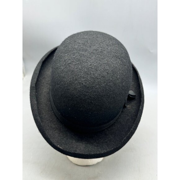 Vintage Ladies solid Black Bowler Debry Hat hard 10x12" READ - Picture 5 of 9